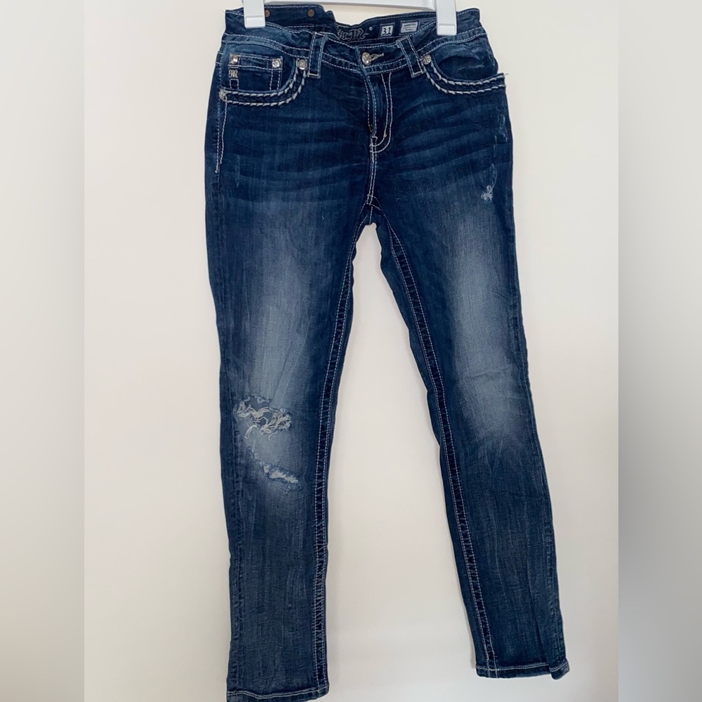 Miss Me Dark Blue Distressed Skinny Jeans